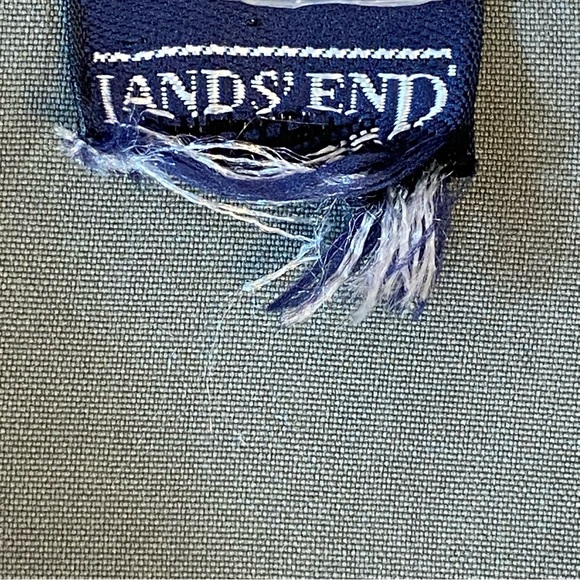 Lands’ End olive green silk button down blouse in size large - Picture 6 of 8